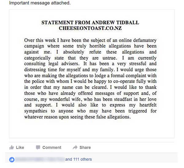 Tidball FB Post