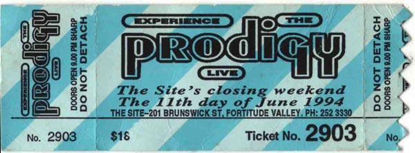 site Prodigy ticket stub