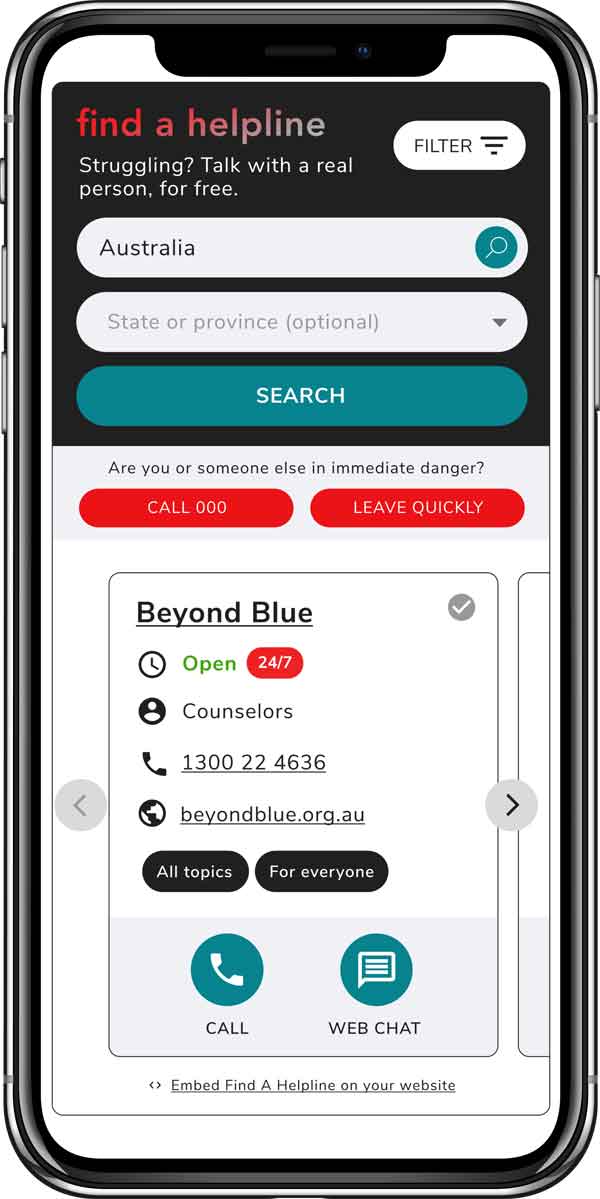 Find A Helpline Widget